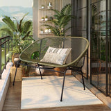 Dessa Patio Iron Frame and Wicker Loveseat, Outdoor 2-Seater Sofa