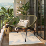 Dessa Patio Iron Frame and Wicker Loveseat, Outdoor 2-Seater Sofa