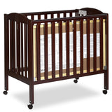 3 in 1 Portable Folding Stationary Side Crib in Espresso, Greenguard Gold Certified ,