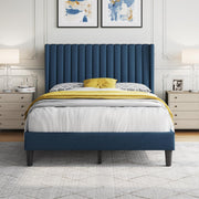 Full Size Upholstered Platform Bed Frame with Tufted Wingback Headboard