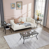 3 Pieces Living Room Sets Coffee and End Tables with Open Storage Shelves