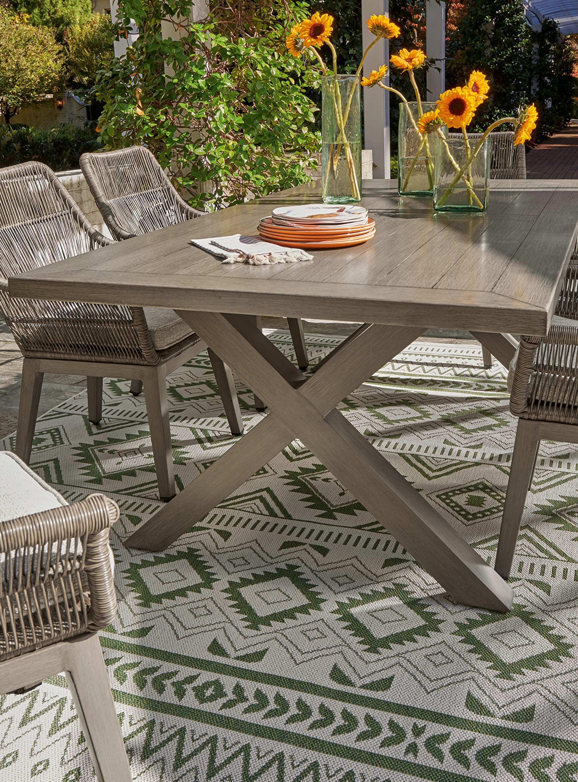 Beach Front Casual Outdoor Dining Table with Umbrella Option