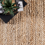 8x10 Rigo Jute Hand Woven Area Rug, Natural, Solid Farmhouse Design, Natural Fiber,