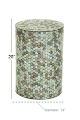 Deco 79 Mother of Pearl Shell Geometric Handmade Side End Accent Table, 14" x 14" x 20", Multi Colored