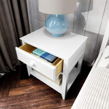 Nightstand with Drawer and Shelf, White