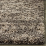 Florida Shag Area Rug 8'6" x 12' - Smoke & Beige Damask