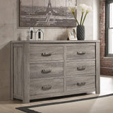 Floren Contemporary Weathered Gray Wood Bedroom Set, Queen Panel Bed, Dresser,