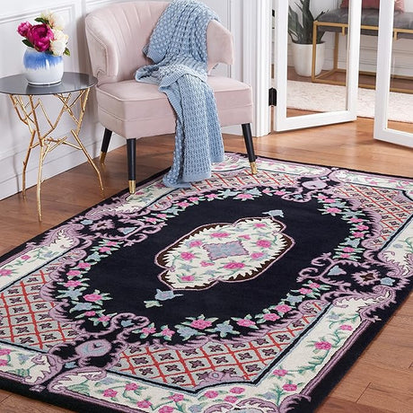 Bellagio Collection 5' Square Blue/Pink BLG535M Handmade Medallion Premium Wool