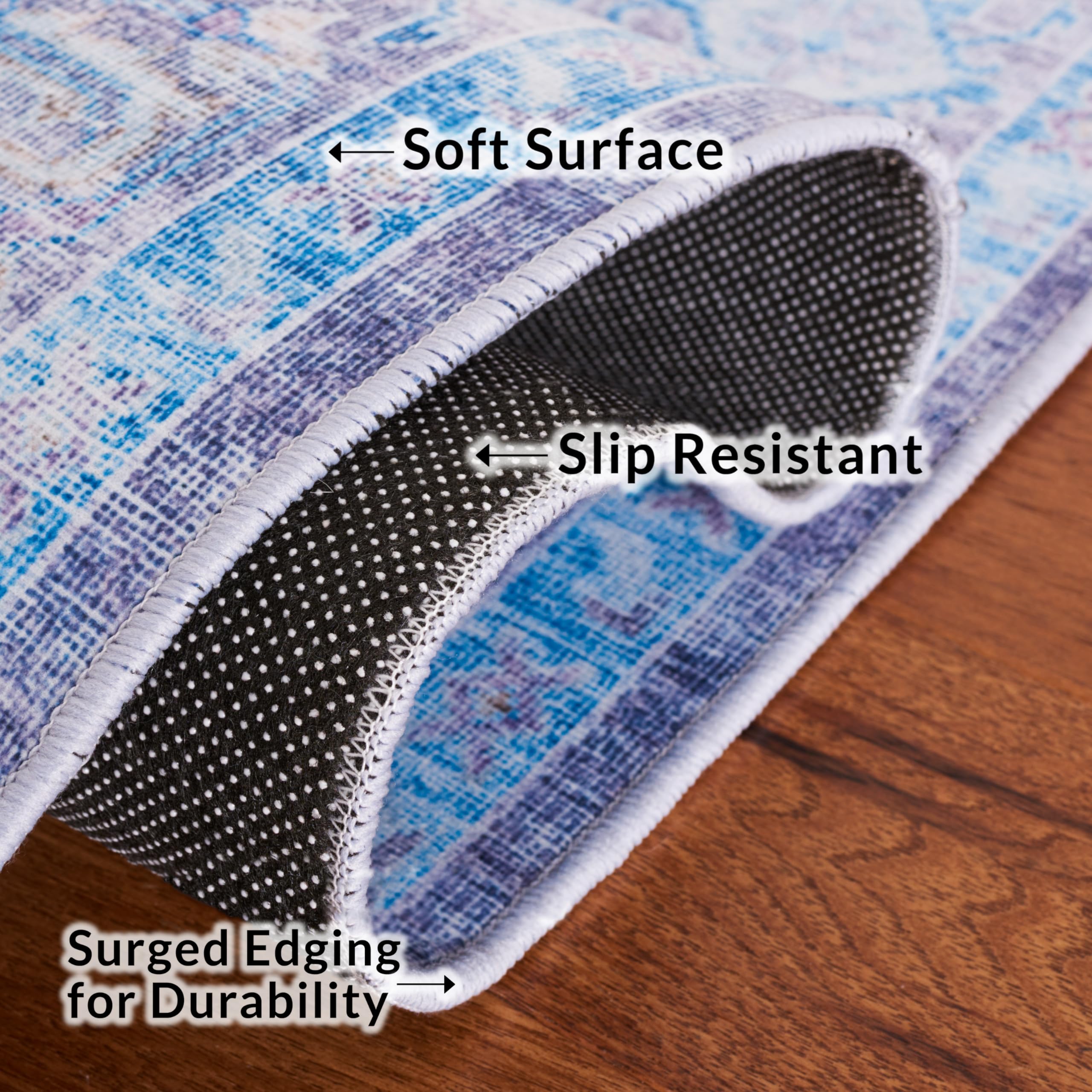 SAFAVIEH Washable Rug Tucson Collection - 10' x 14', Purple & Blue, Slip Resistant & Easy to Clean, Ideal for Living Room, Bedroom, Dining Space (TSN185V)