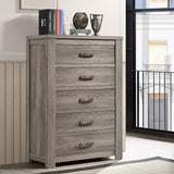 Floren Contemporary Weathered Gray Wood Bedroom Set, Queen Panel Bed, Dresser,