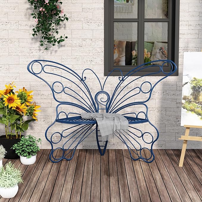 50 Inches Outdoor Bench, Garden Bench with Sturdy