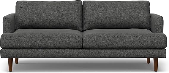 Livingston Mid-Century Modern 76 Inch Wide Sofa in Sienna Full Grain Leather, Pure