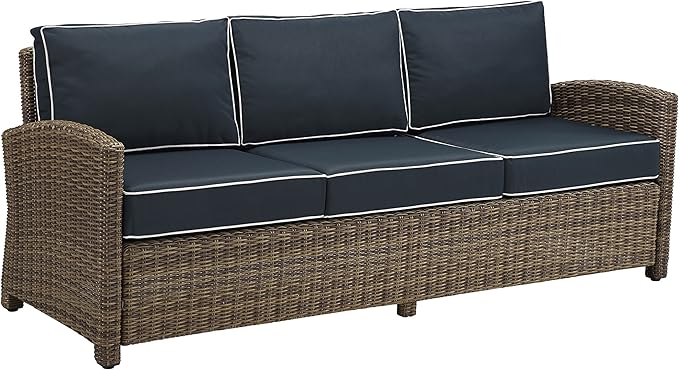 Bradenton Wicker Outdoor Sofa, 3-Person Patio Couch for Porch, Deck