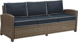 Bradenton Wicker Outdoor Sofa, 3-Person Patio Couch for Porch, Deck