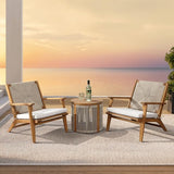 Outdoor Side Table, 17'' Tall Rope Acacia Wood Outdoor End Tables for Patio
