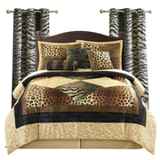 9 Piece California King Comforter Set - Leopard Print Safari Bedding Collection