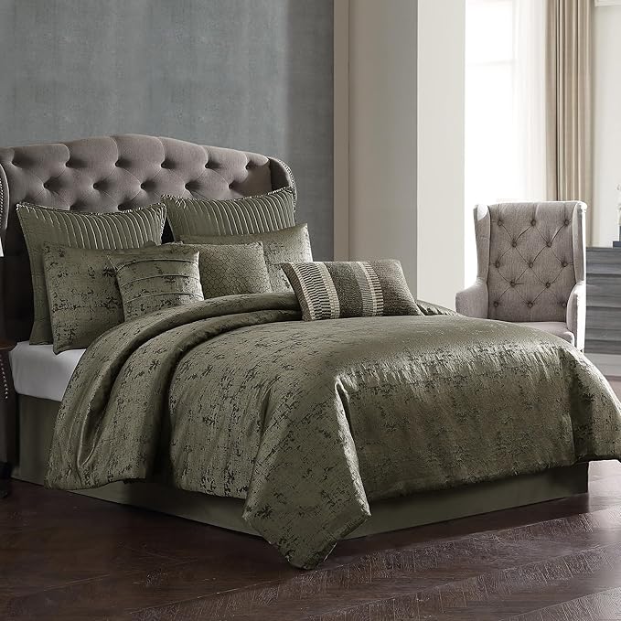 Dobbins Gold Comforter Set, Gold, King, 10 Piece Set
