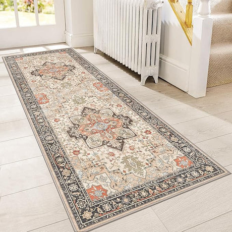 Area Rugs 6x9 Machine Washable Rug for Living Room, Non Slip Vintage Indoor Rug, Low