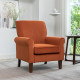 Traditional Arm Chairs for Living Room, Bedroom, and Office, Accent Armchair Featuring Birch Wood Frame and Elegant Curved Armrests, Orange