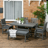 6 Pieces Patio Dining Set, 6 Seater Outdoor Table and Chairs, Conversation Furniture