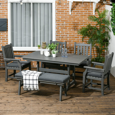 6 Pieces Patio Dining Set, 6 Seater Outdoor Table and Chairs, Conversation Furniture