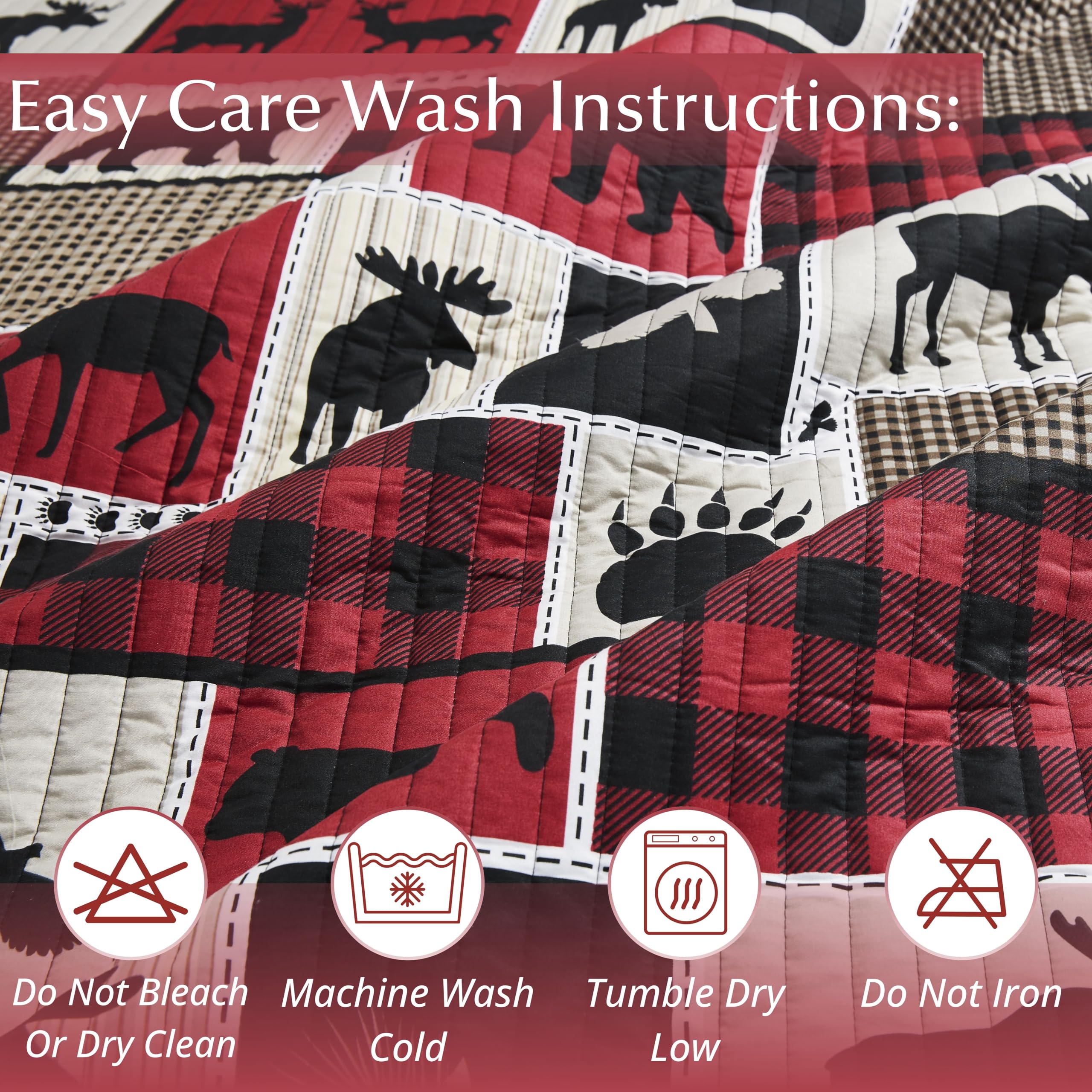 3 Piece Full/Queen Cabin Quilt Bedding Set - Lodge Life - Rustic Country Reversible