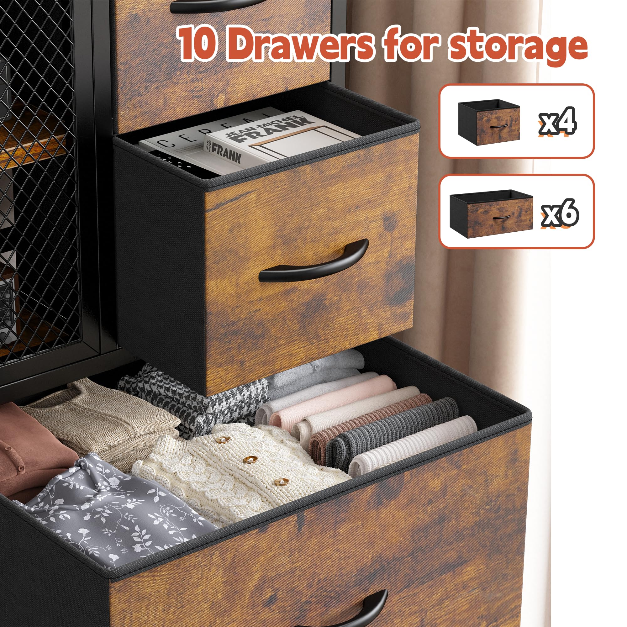 Dresser for Bedroom with Mesh Door Tall Dressers & Chests of Drawers
