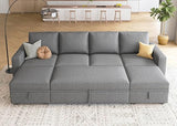 Modular Sectional Sleeper Sofa with Pull Out Bed, U Shaped Sectional Couch