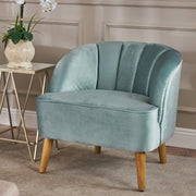 Amaia Modern Velvet Club Chair, Seafoam Blue / Walnut