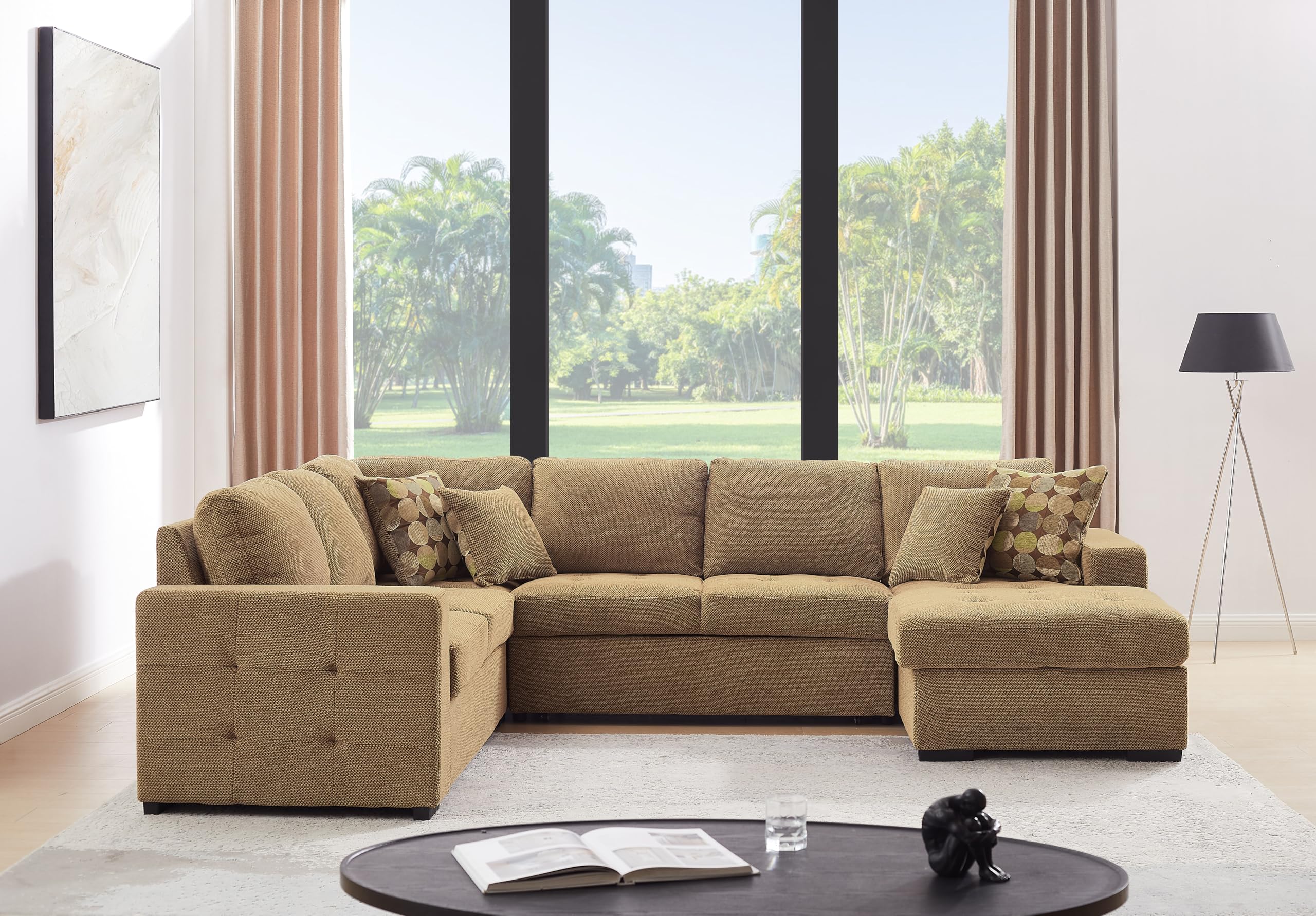 Sectional Sleeper Sofa with Pull Out Bed, Oversized Sectional Couch