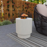 LeisureMod Modern Side Table Round Fiberstone Top Accent End Table for Home, Outdoor Patio, Living Room Sofa, Weather - Resistant, Eden Series in White - Bircata