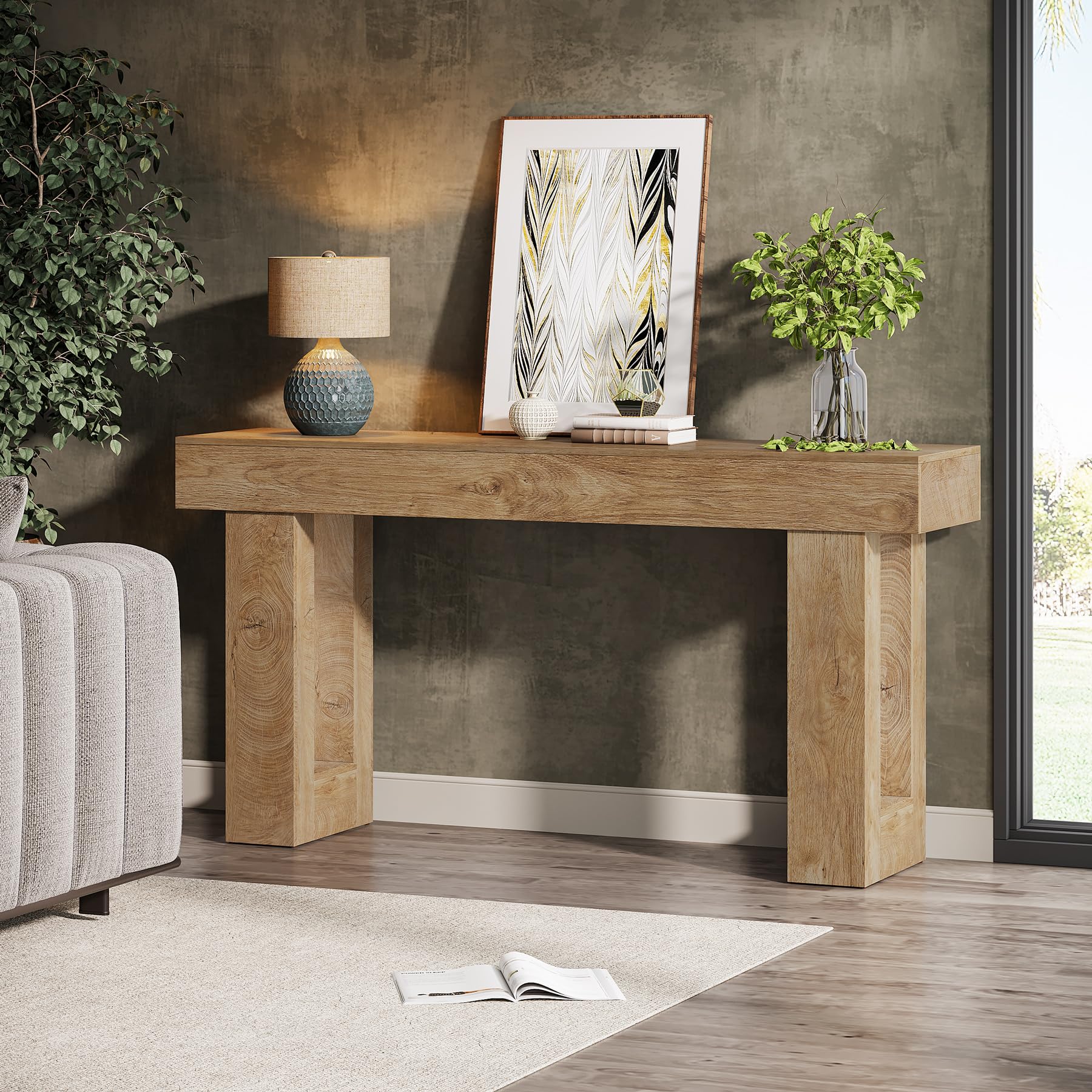 63-Inch Wooden Console Table - Farmhouse Entryway & Sofa Table