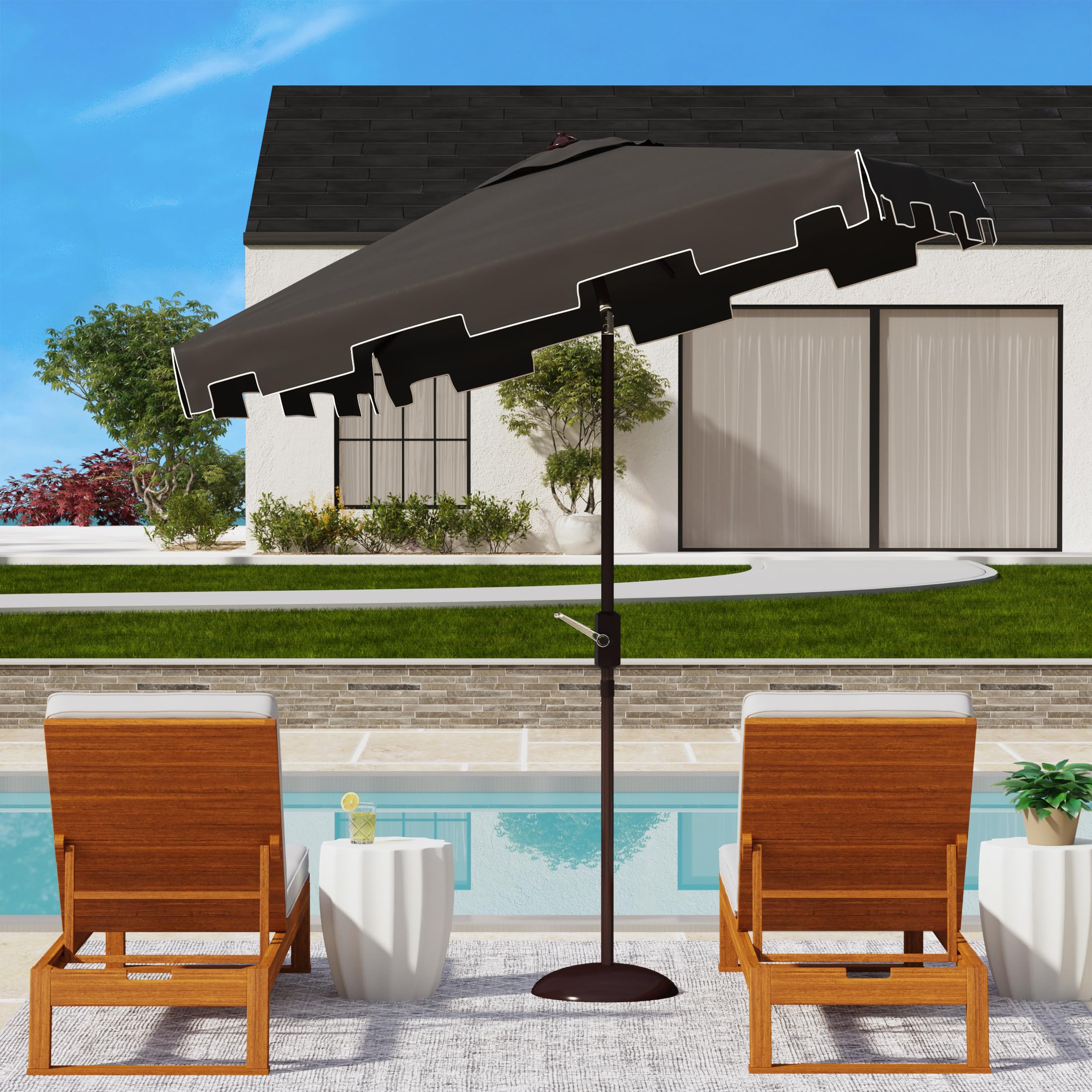 Outdoor Collection Zimmerman Black/White Trim 7.5 Ft Square Market Auto