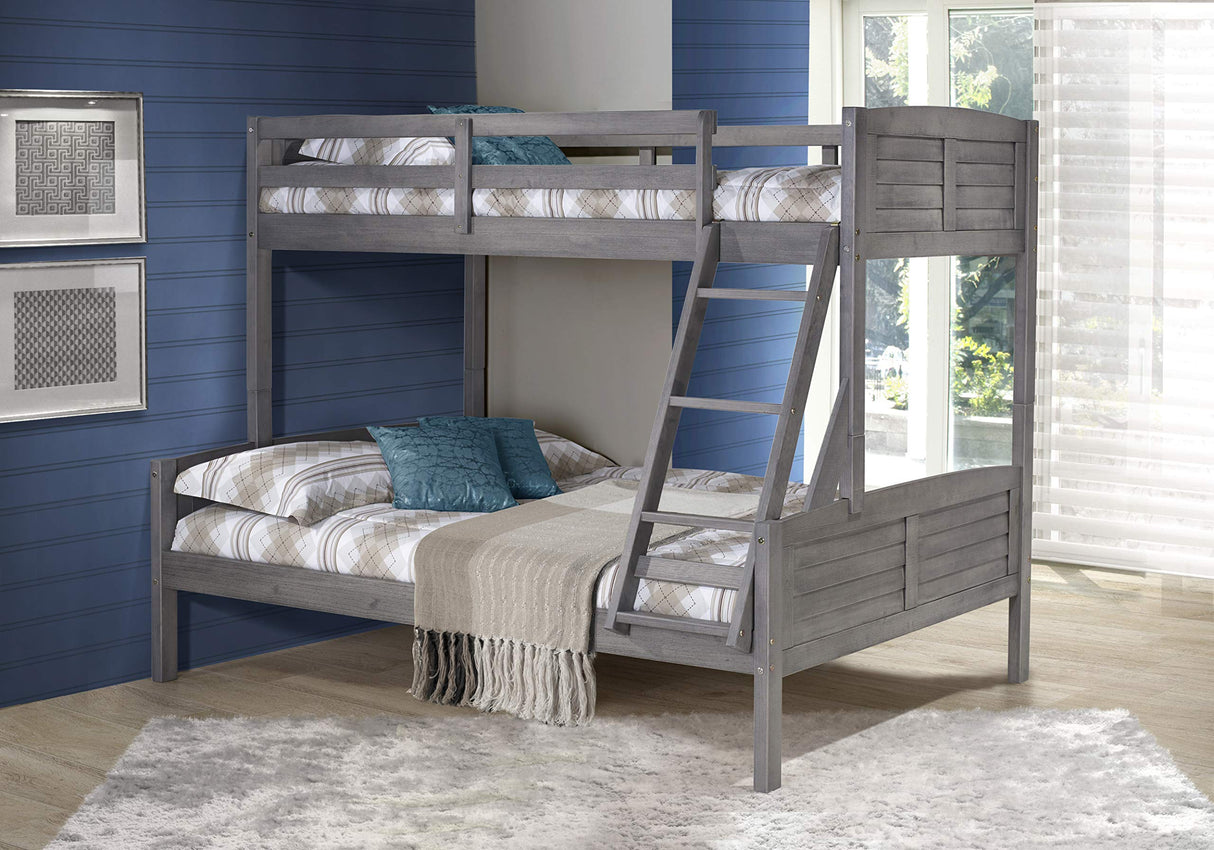 Twin Over Full Louver Bunkbed in Antique Grey Finish