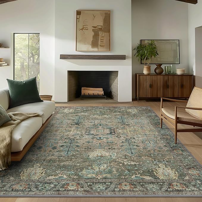 8x10 Area Rugs for Living Room, Machine Washable Rug Lightweight Low Pile