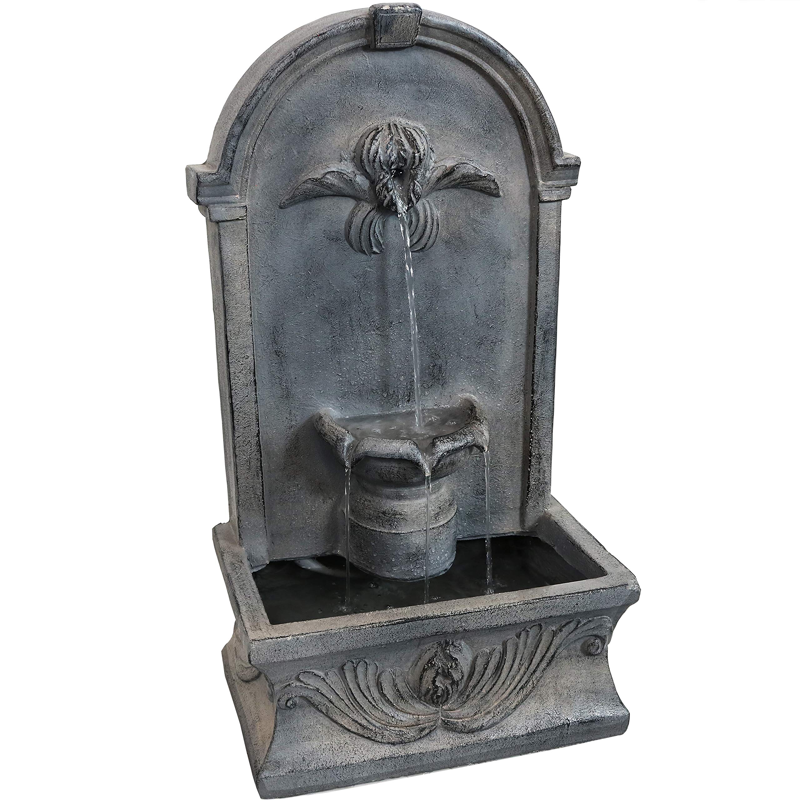 28-Inch Outdoor French-Inspired Flat Back Water Fountain - Glass Fiber Reinforced