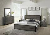 Furniture Ioana 187 Antique Grey Finish Wood Bed Room Set, Queen Size Bed, Dresser, Mirror, 2 Night Stands