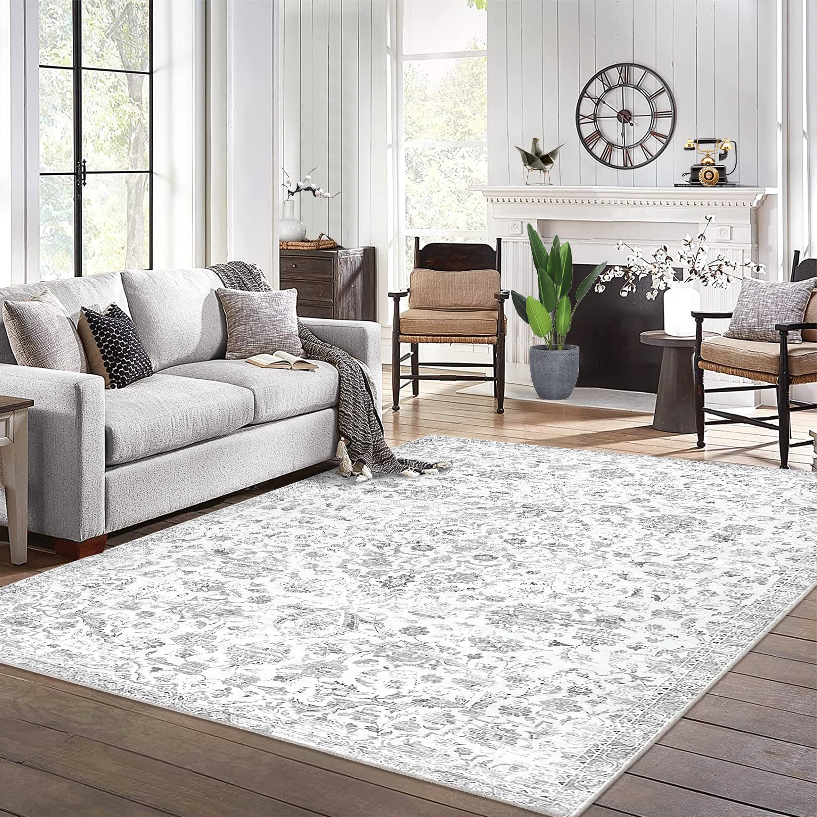 8x10 Area Rug Vintage Distressed Machine Washable Area Rug for Living Room Bedroom