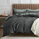 Waffle Comforter Set King, Beige Soft Cotton Bedding, Waffle Weave Bed Set