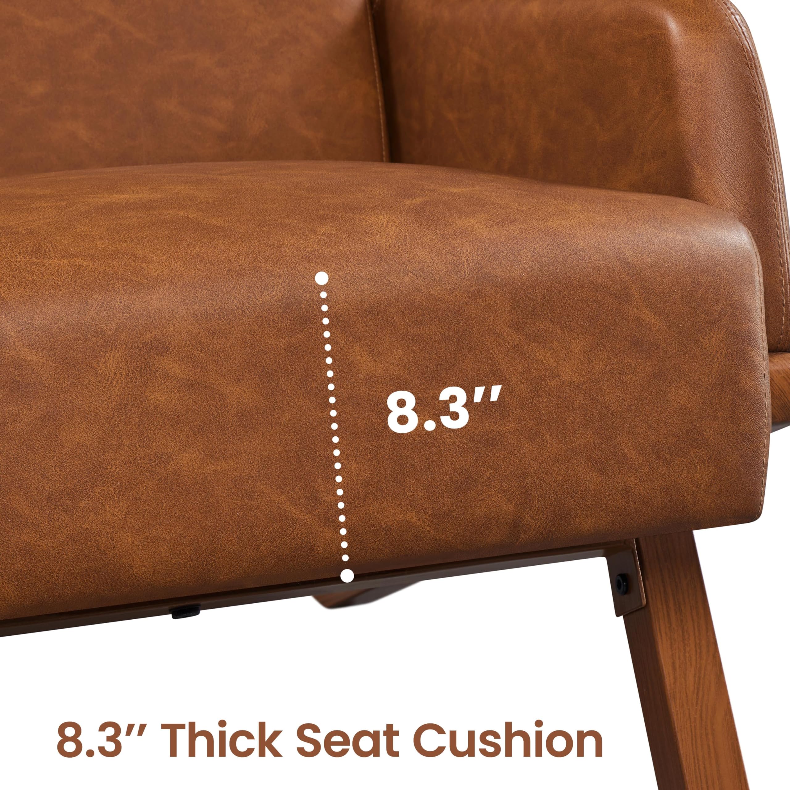 VeronaWing Retro Faux Leather Accent Chair – Tufted Back with High Backrest