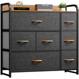 Fabric Dresser with 7 Drawers, Black Dresser & Chest of Drawers, Storage Tower with Large Capacity