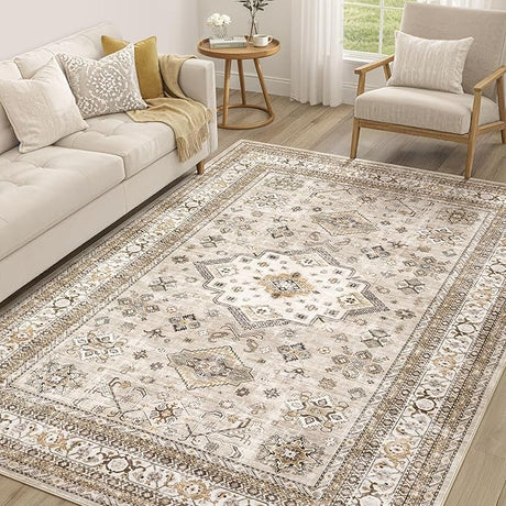 Living Room Area Rug 8x10 - Large Soft Washable Oriental Traditional Distressed