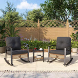 3-Piece Outdoor Rocking Bistro Set, Patio Furniture Set with Coffee Table