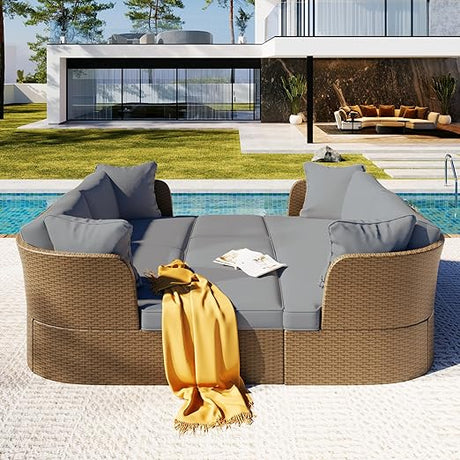 9-Piece Outdoor Half-Moon Furniture Set Patio Sofa Set