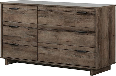 Fynn 6-Drawer Double Dresser, Winter Oak with Metal Handles