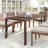 Bedford 70" Indoor-Outdoor Aluminum Patio Table with Umbrella Hole and Brushed