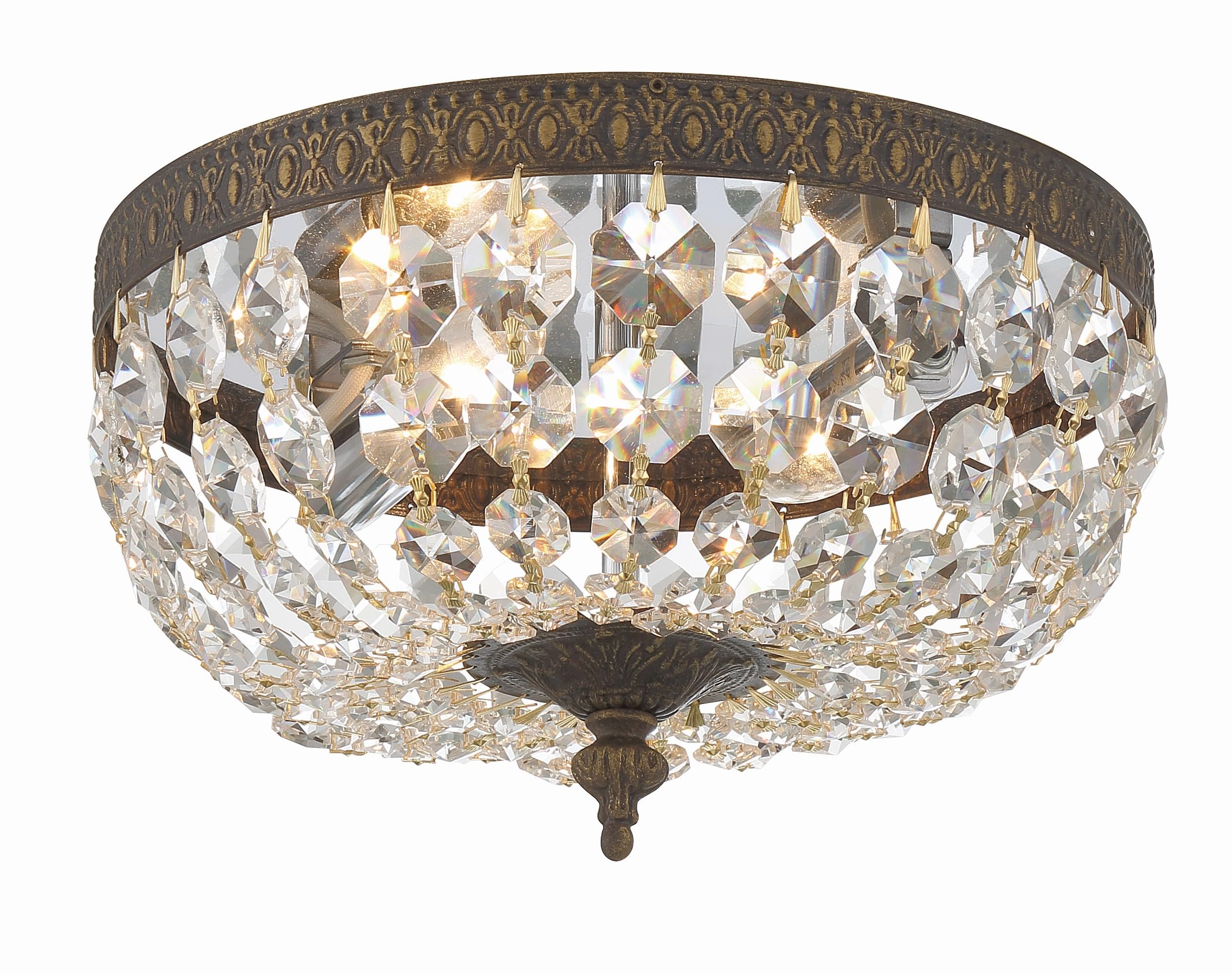 Clear Italian Crystal English Bronze Flush Mount