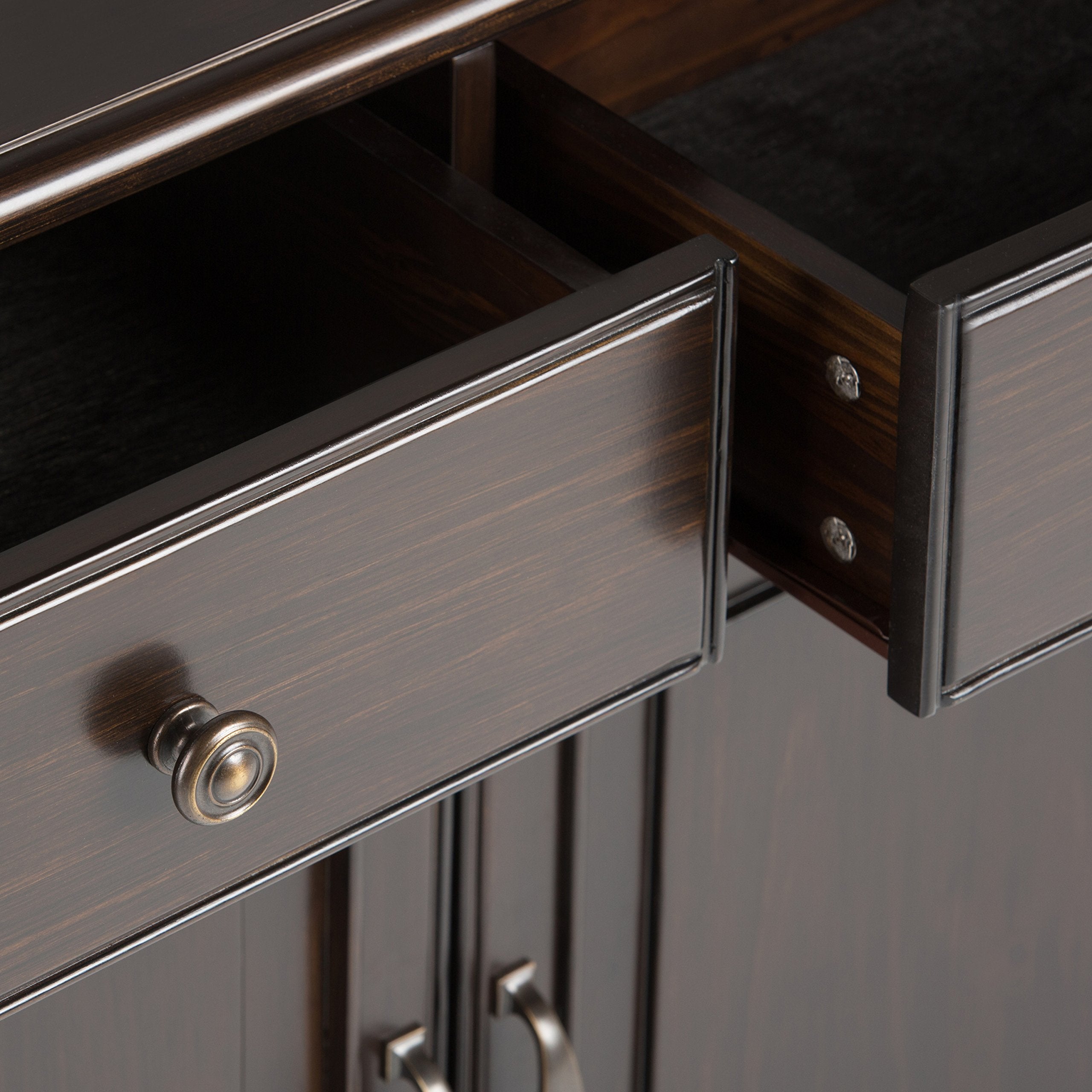 Connaught SOLID WOOD 40 Inch Wide Traditional Entryway Storage Cabinet in Dark Chestnut Brown
