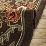 Antep Rugs Alfombras Non-Skid (Non-Slip) 8x10 Rubber Backing Modern Floral Low Profile Pile Indoor Area Rugs (Brown, 7'10" x 10')