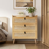 3 Drawer Rattan Dresser for Bedroom, Chest of Drawer, 3 Drawer Dresser